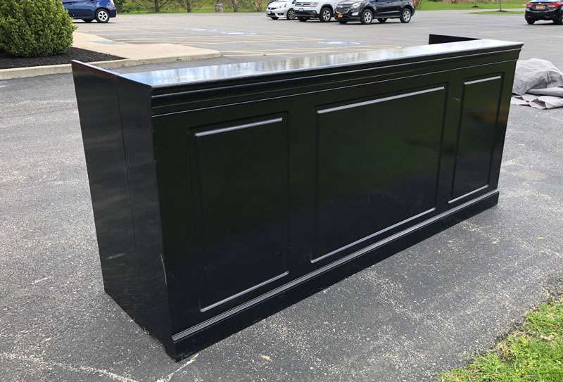 8' Black Raised Panel Bar Gloss Rental Rochester, NY Buffalo, NY