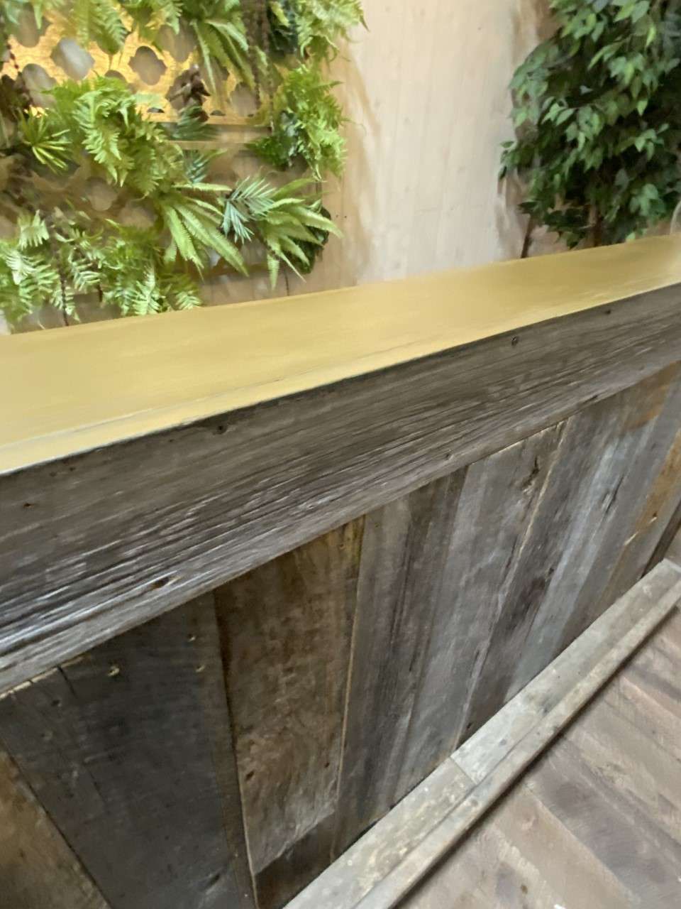 8' Reclaimed Wood Bar Rental Rochester, NY Buffalo, NY